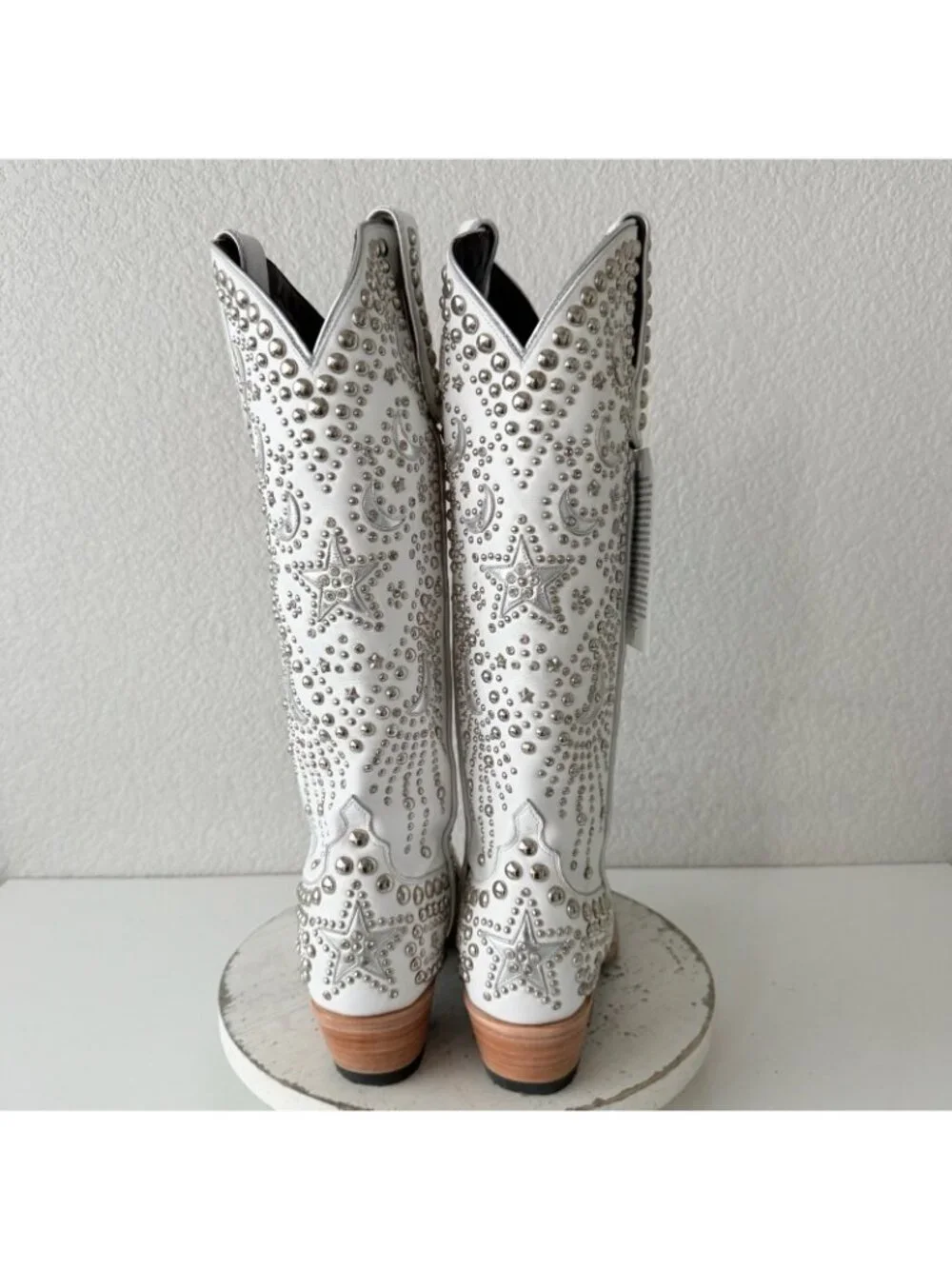 Lane SOLSTICE White Cowboy Boots Embellished Western Cowgirl Tall Snip Toe 11 - Picture 3 of 16
